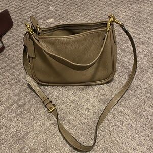 Coach Leather Shoulder Bag - Taupe